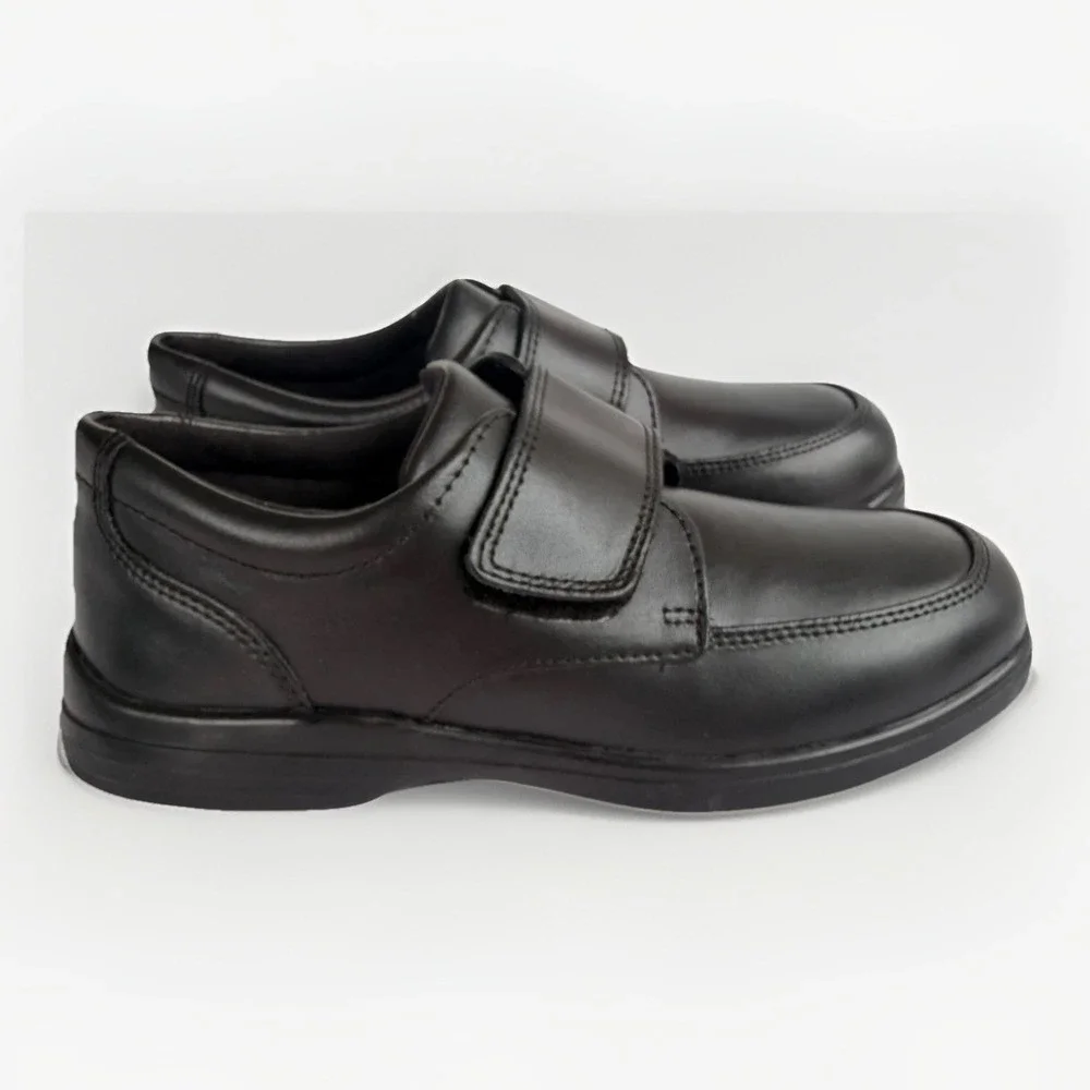 Hush Puppies HP853916 Boy's Size 2 M Leather Gavin School Slip‎ On Shoes Black
